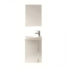 Royo Elegance Wall Hung 455mm Cloakroom Unit & Mirror Set - Gloss White - RO22910