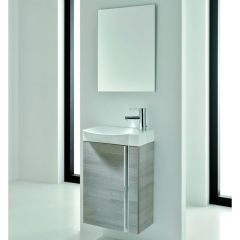 Royo Elegance Wall Hung 455mm Cloakroom Unit & Mirror Set - Sandy Grey - RO22914