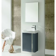 Royo Elegance Wall Hung 455mm Cloakroom Unit & Mirror Set - Gloss Grey - RO22915