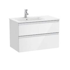 Roca The Gap Unik 2 Drawer 800mm x 460mm Left Handed Washbasin Unit & Basin - Gloss White - 851479806