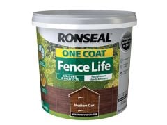 Ronseal One Coat Fence Life - 5 Litres - Medium Oak - 38289