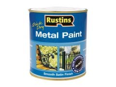 Rustins Metal Paint Smooth Satin Black 500ml - RUSMPSSBL500