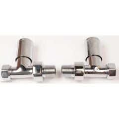 Modern Pair Chrome Straight Rad Valves 15mm