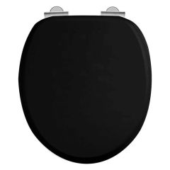 Burlington Soft Close Toilet Seat & Cover with Chrome Hinges - Matt Black - S48