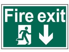 Scan Fire Exit Running Man Arrow Down - PVC 300 x 200mm - SCA1503