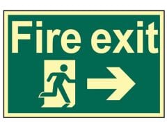 Scan Fire Exit Running Man Arrow Right - Photoluminescent 300 x 200mm - SCA1581