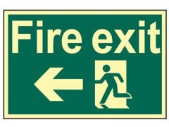 Scan Fire Exit Running Man Arrow Left - Photoluminescent 300 x 200mm - SCA1583