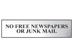 Scan No Free Newspapers Or Junk Mail - Polished Chrome Effect 200 x 50mm - SCA6023C