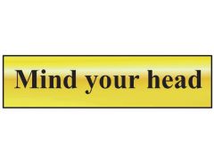 Scan Mind Your Head - Polished Brass Effect 200 x 50mm - SCA6030