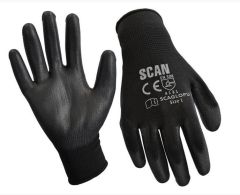 Scan Black PU Coated Glove Size 9 (L) (Pack of 240) - SCAGLOPU240