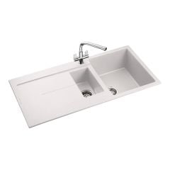 Rangemaster Scoria 1.5 Bowl Igneous Granite Kitchen Sink - Crystal White - SCO1052CW/