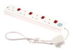 SMJ Extension Lead 240 Volt 4 Way 13A Surge Protection Switched 0.75 Metre - SMJS4WISP