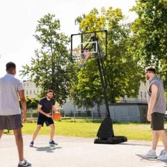 SPORTNOW Portable Basketball Hoop With Blackboard - Black/Red - A61-045V02BK