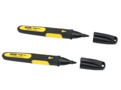 Stanley Tools Fine Tip Markers - Black (Pack of 2) - STA047312