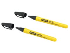 Stanley Tools Fine Tip Permanent Markers  - Black (Pack of 2) - STA047316