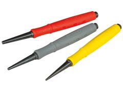 Stanley Tools DynaGrip Nail Punch - Set of 3 - 0.8mm, 1.6mm & 2.4mm - STA058930