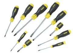 Stanley Tools Cushion Grip Flared/Pozi Screwdriver Set of 10 - STA265014