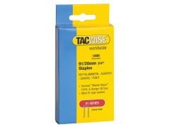 Tacwise 91 Narrow Crown Staples 20mm - Electric Tackers Pack 1000 - TAC0284