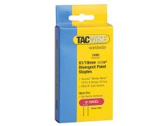 Tacwise 91 Narrow Crown Divergent Point Staples 18mm - Electric Tackers Pack 1000 - TAC0287