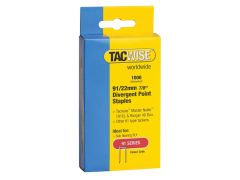 Tacwise 91 Narrow Crown Divergent Point Staples 22mm - Electric Tackers Pack 1000 - TAC0288