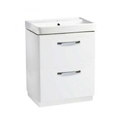 Tavistock Compass 600mm Double Drawer Freestanding Unit Only - Gloss White - CM600FDW