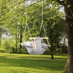 Outsunny Wooden Baby Hammock Swing with Pillow - Grey - 344-040