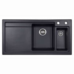 Thomas Denby Lydian Chef 1.5 Bowl Kitchen Sink & LH Drainer - Black Satin - LYD1020LBL