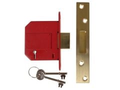 UNION StrongBOLT 2100S BS 5 Lever Mortice Deadlock 81mm 3in Satin Brass Visi - UNNY2100SP30