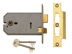 UNION 2077-5 3 Lever Horizontal Mortice Lock Polished Brass 124mm - UNNY2077PL5