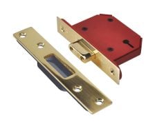 UNION StrongBOLT 2103S 3 Lever Mortice Deadlock Polished Brass 68mm 2.5in Visi - UNNY2103PB25