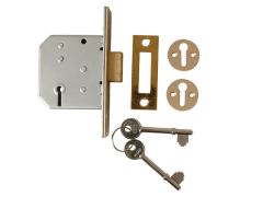 UNION 2177 3 Lever Mortice Deadlock Polished Brass 65mm 2.5in Visi - UNNY2177PL25