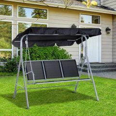 Outsunny Outdoor 3-Seater Swing Chair - Black - 84A-059BK