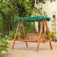 Outsunny 3-Seater Larch Wood Swing Chair -Green - 01-0302