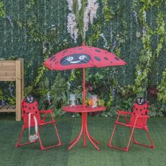 Outsunny Kids Folding Picnic Table and Chairs Set - Ladybug Pattern - 312-024RD