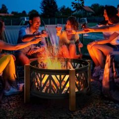Outsunny Outdoor Fire Pit - Black/Brown - 842-172