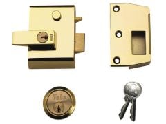Yale Locks P2 Double Security Nightlatch 40mm Backset Brasslux Finish Visi - YALP2B