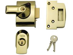 Yale Locks BS2 Nightlatch British Standard Lock 40mm Backset Brasslux Finish Visi - YALPBS2BLX