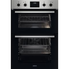 Zanussi ZKHNL3X1 B/I Double Electric Oven - Stainless Steel - Front Face Upper And Lower Display View