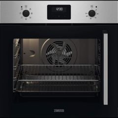 Zanussi ZOCNX3XL B/I Side Opening LHH Single Electric Oven - Stainless Steel - Front Oven Face Display View