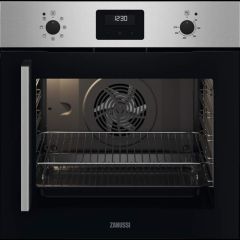 Zanussi ZOCNX3XR B/I Side Opening RHH Single Electric Oven - Stainless Steel - Front Face Display View