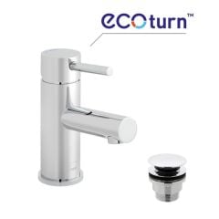 Vado Zoo Mono Basin Mixer Smooth Bodied Single Lever Deck Mounted with EcoTurn, Universal Waste and Honeycomb Flow Regulator - ZOO-100FW/CC-CP