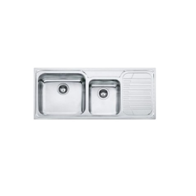 Franke Galassia 2 Bowl Inset Kitchen Sink with Right Hand Drainer GAX 621-116 - Stainless Steel - 101.0381.851