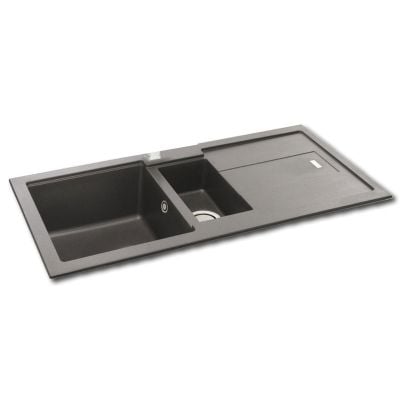 Carron Phoenix Bali 150 1.5 Bowl Granite Inset Kitchen Sink Black 114.0159.252