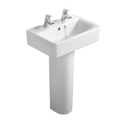 Ideal Standard Concept Cube 550mm Short Projection Basin 2 Tap Hole with Overflow - White - E788501