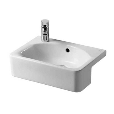 Ideal Standard Concept Space Cube 500mm Semi-Countertop Basin 1 Left Hand Tap Hole with Overflow - White - E779801