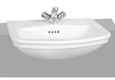Vitra Serenada 56.5cm Semi-Recessed Basin One Tap Hole - Basin Only - DISCONTINUED
