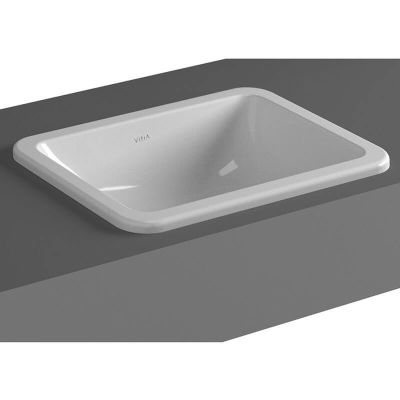 Vitra S20 50cm Countertop Basin Square, 0 Tap Hole - Basin Only