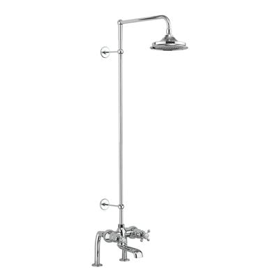 Tay Thermostatic Bath Shower Mixer Deck Mounted with Rigid Riser & Swivel Shower Arm - BT2DS