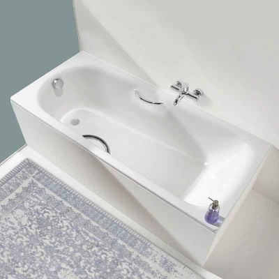 Kaldewei Saniform Plus 1400x700mm Bath with 2TH & Grip Holes - Alpine White - 111520010001