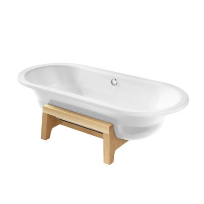 Roca Art Plus 1800x800mm Bath With Anti Slip - American Oak Platform - White - 22255F007